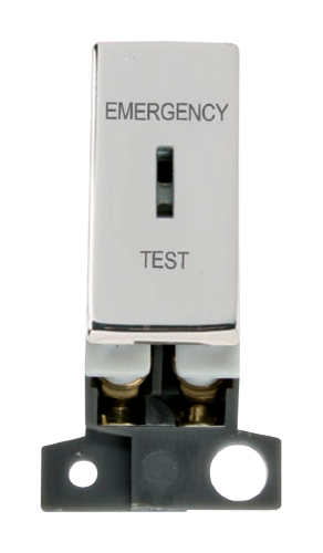 Scolmore MD029CH - 13A Resistive DP Ingot Keyswitch “Emergency Test” - Chrome MiniGrid Scolmore - Sparks Warehouse