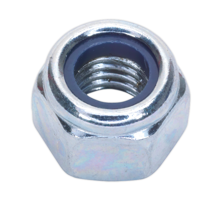 Sealey - NLN8 Nylon Lock Nut M8 Zinc DIN 982 Pack of 100 Consumables Sealey - Sparks Warehouse