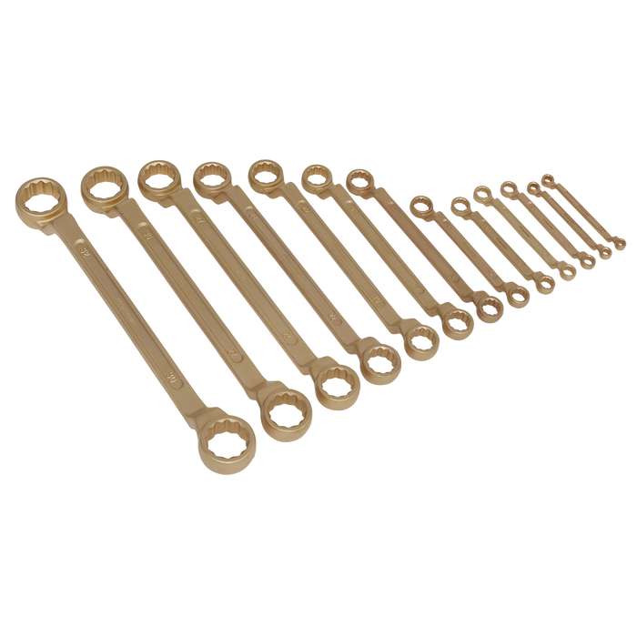 Sealey - NS016 Double End Ring Spanner Set 13pc 5.5-32mm Non-Sparking Hand Tools Sealey - Sparks Warehouse