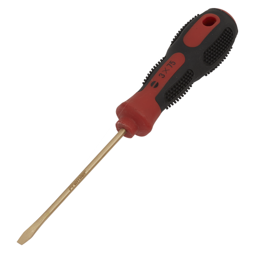 Sealey - NS092 Screwdriver Slotted 3 x 75mm Non-Sparking Hand Tools Sealey - Sparks Warehouse