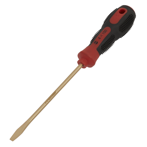 Sealey - NS093 Screwdriver Slotted 4 x 100mm Non-Sparking Hand Tools Sealey - Sparks Warehouse