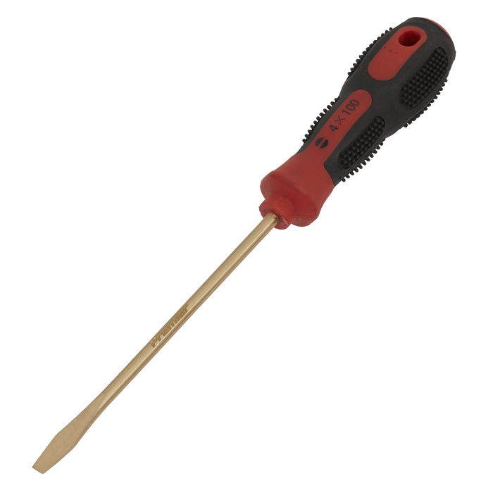 Sealey - NS093 Screwdriver Slotted 4 x 100mm Non-Sparking Hand Tools Sealey - Sparks Warehouse