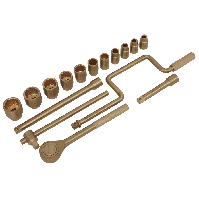 Sealey - NS124 Socket Set 17pc 1/2"Sq Drive Non-Sparking Hand Tools Sealey - Sparks Warehouse