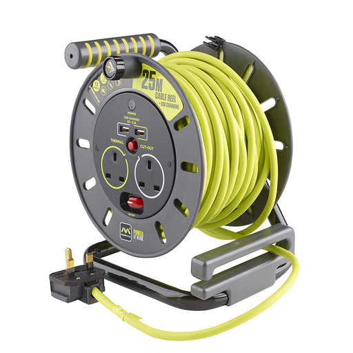 Masterplug Heavy-Duty Cable Reel 240V 13A 4-Socket Thermal Cut-Out
