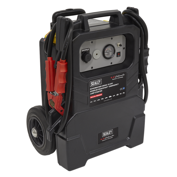 Sealey - PBIW4600 Schumacher® Wheeled RoadStart® Emergency Jump Starter 12/24V 500hp Garage & Workshop Sealey - Sparks Warehouse