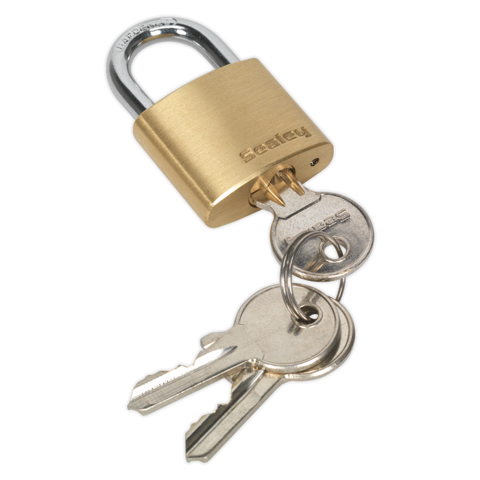 Sealey - PL100 Brass Body Padlock 30mm Storage & Workstations Sealey - Sparks Warehouse