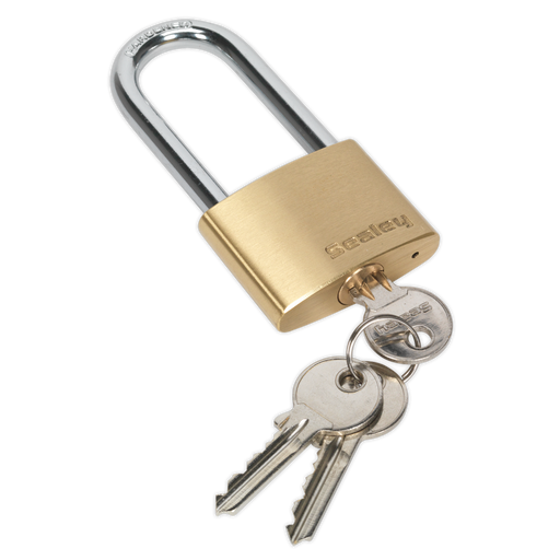 Sealey - PL102L Brass Body Padlock Long Shackle 50mm Storage & Workstations Sealey - Sparks Warehouse