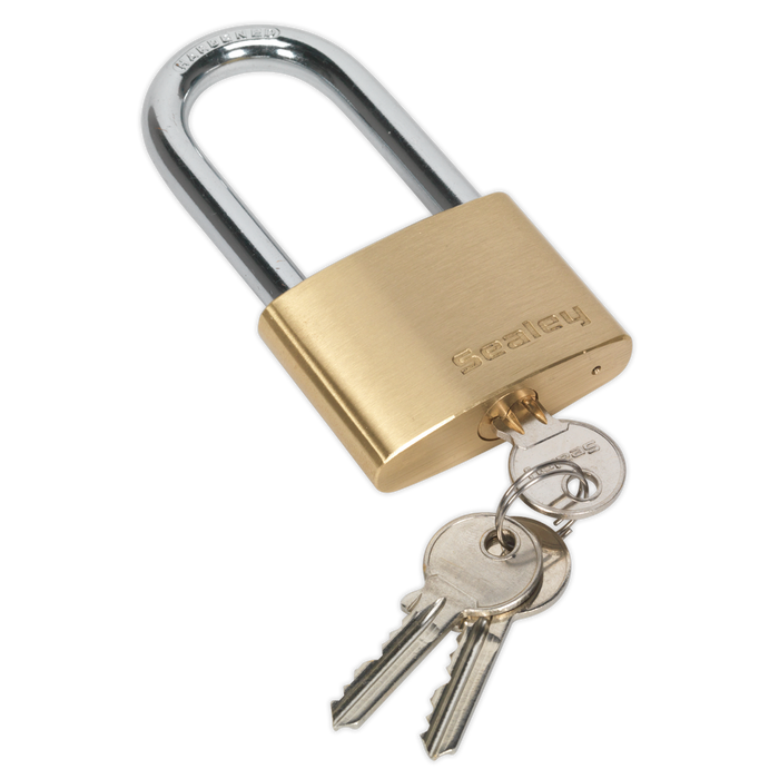 Sealey - PL103L Brass Body Padlock Long Shackle 60mm Storage & Workstations Sealey - Sparks Warehouse