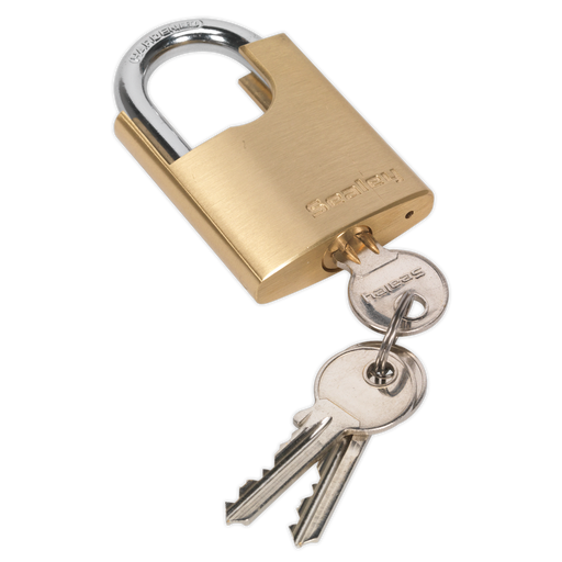 Sealey - PL105 Brass Body Padlock Shrouded Shackle 50mm Storage & Workstations Sealey - Sparks Warehouse