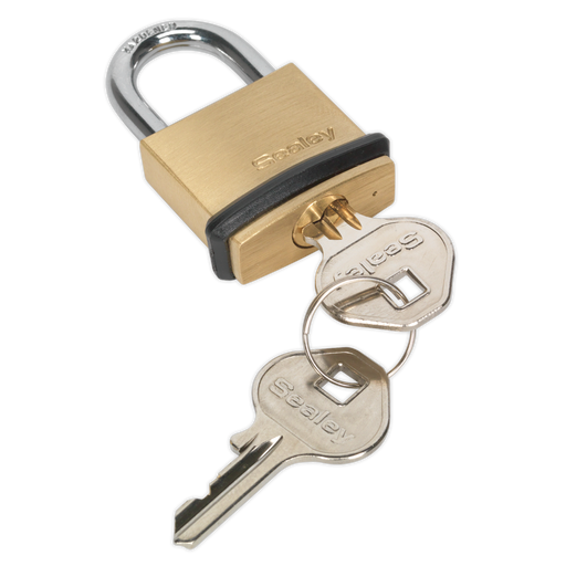 Sealey - PL200 Brass Body Padlock 30mm Storage & Workstations Sealey - Sparks Warehouse