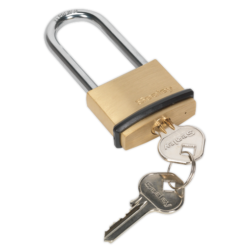 Sealey - PL201L Brass Body Padlock Long Shackle 40mm Storage & Workstations Sealey - Sparks Warehouse