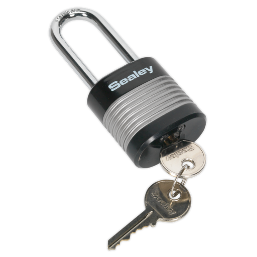 Sealey - PL401L Zinc Coated Steel Body Padlock Long Shackle 44mm Storage & Workstations Sealey - Sparks Warehouse