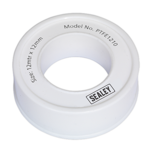 Sealey - PTFE1210 PTFE Thread Sealing Tape 12mm x 12m Pack of 10 Consumables Sealey - Sparks Warehouse