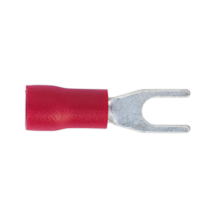 Sealey - RT13 Easy-Entry Fork Terminal Ø3.7mm (4BA) Red Pack of 100 Consumables Sealey - Sparks Warehouse