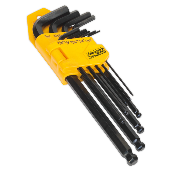 Sealey - S01098 Ball-End Hex Key Set 9pc Long Imperial Hand Tools Sealey - Sparks Warehouse