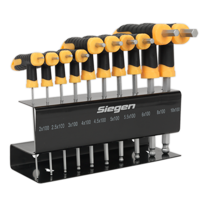 Sealey - S01150 Ball-End Hex Key Set 10pc T-Handle Metric Hand Tools Sealey - Sparks Warehouse