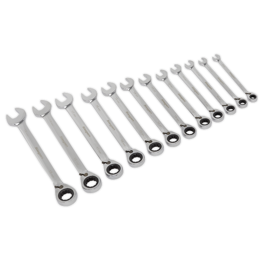 Sealey - S0840 Reversible Ratchet Combination Spanner Set 12pc Metric Hand Tools Sealey - Sparks Warehouse