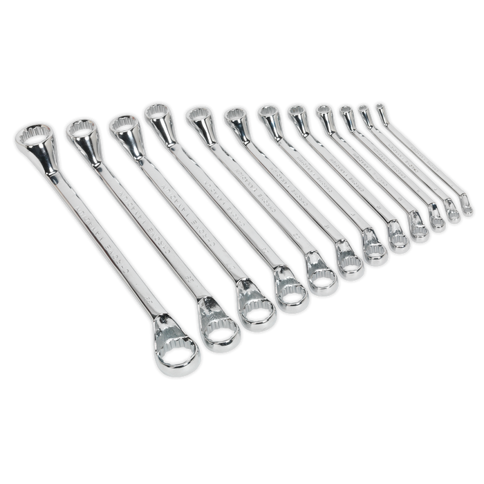 Sealey - S0847 Deep Offset Ring Spanner Set 12pc Metric Hand Tools Sealey - Sparks Warehouse
