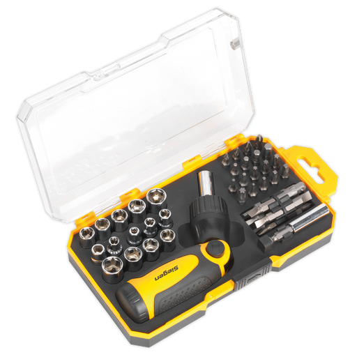 Sealey - S0978 Socket & Bit Set 46pc Ratchet Screwdriver Hand Tools Sealey - Sparks Warehouse