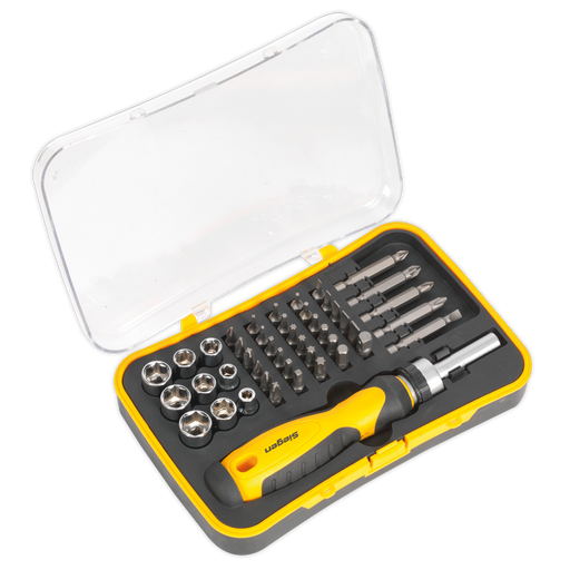 Sealey - S0979 Socket & Bit Set 45pc Ratchet Screwdriver Hand Tools Sealey - Sparks Warehouse