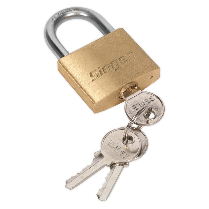 Sealey - S0987 Brass Body Padlock with Brass Cylinder 40mm Storage & Workstations Sealey - Sparks Warehouse