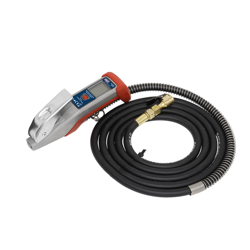 Sealey - SA375 Digital Tyre Inflator 2.7m Hose with Clip-On Connector Vehicle Service Tools Sealey - Sparks Warehouse