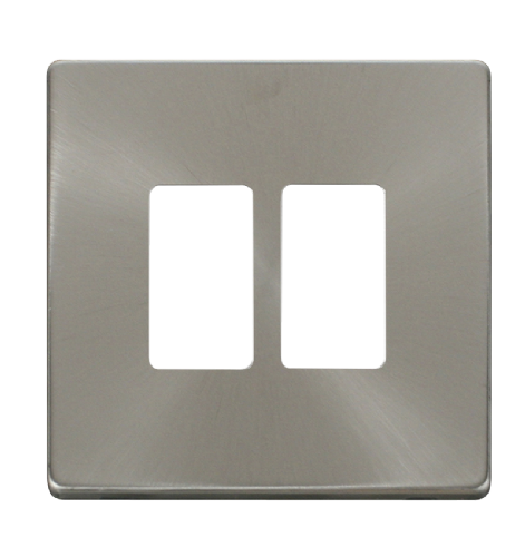 Scolmore SCP20402BS - 2 Gang GridPro® Frontplate - Brushed Stainless GridPro Scolmore - Sparks Warehouse