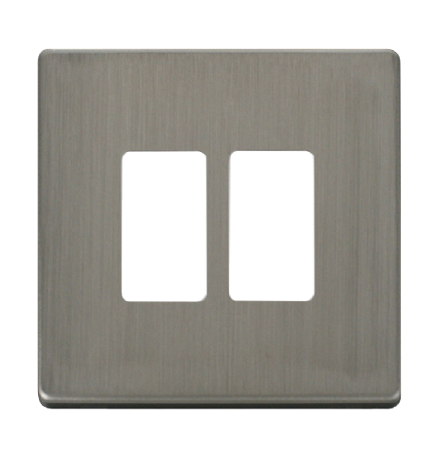 Scolmore SCP20402SS - 2 Gang GridPro® Frontplate - Stainless Steel GridPro Scolmore - Sparks Warehouse