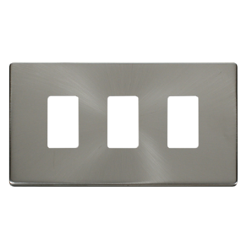 Scolmore SCP20403BS - 3 Gang GridPro® Frontplate - Brushed Stainless GridPro Scolmore - Sparks Warehouse