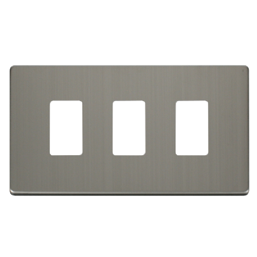 Scolmore SCP20403SS - 3 Gang GridPro® Frontplate - Stainless Steel GridPro Scolmore - Sparks Warehouse