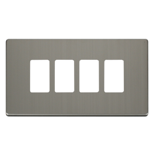 Scolmore SCP20404SS - 4 Gang GridPro® Frontplate - Stainless Steel GridPro Scolmore - Sparks Warehouse