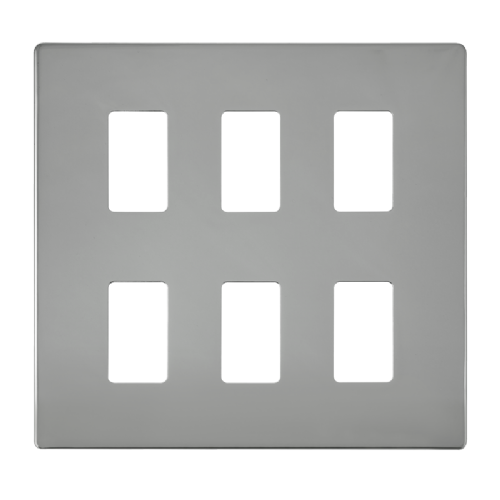 Scolmore SCP20506CH - 6 Gang GridPro® Frontplate - Polished Chrome GridPro Scolmore - Sparks Warehouse