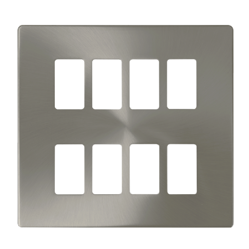 Scolmore SCP20508BS - 8 Gang GridPro® Frontplate - Brushed Stainless GridPro Scolmore - Sparks Warehouse