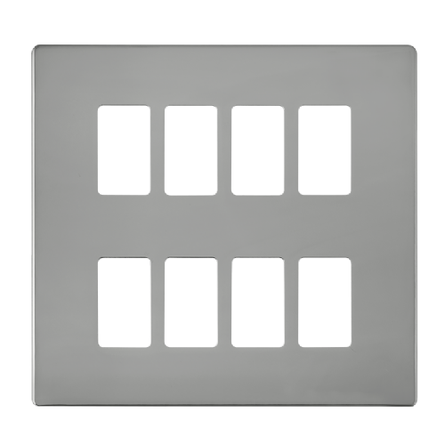 Scolmore SCP20508CH - 8 Gang GridPro® Frontplate - Polished Chrome GridPro Scolmore - Sparks Warehouse