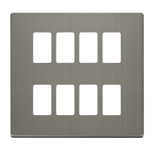 Scolmore SCP20508SS - 8 Gang GridPro® Frontplate - Stainless Steel GridPro Scolmore - Sparks Warehouse