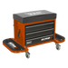 Sealey SCR18O - Mechanic's Utility Seat & Toolbox - Orange Jacking & Lifting Sealey - Sparks Warehouse
