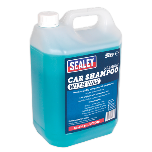 Sealey - SCS006 Car Shampoo Premium with Wax 5ltr Consumables Sealey - Sparks Warehouse