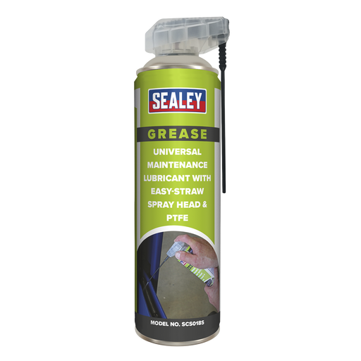 Sealey - SCS018S Universal Maintenance Lubricant with Easy-Straw Spray Head & PTFE 500ml Consumables Sealey - Sparks Warehouse