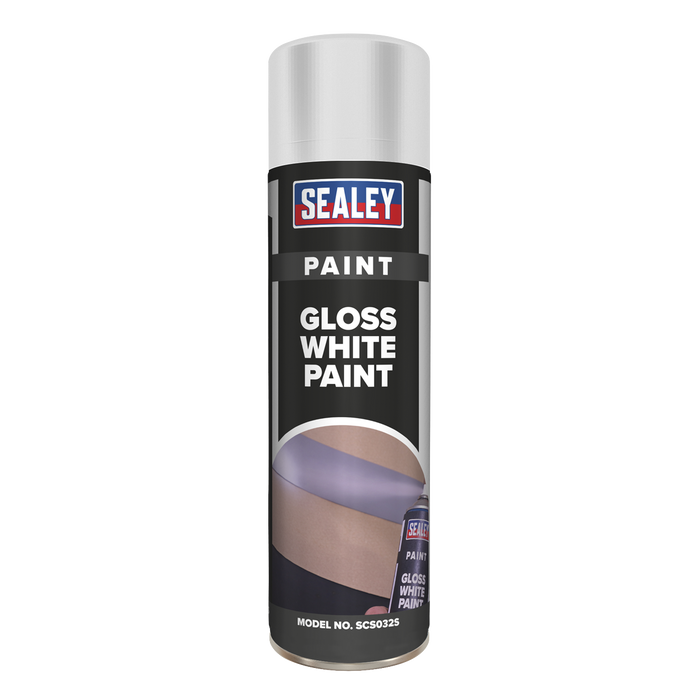 Sealey - SCS032S White Gloss Paint 500ml Consumables Sealey - Sparks Warehouse