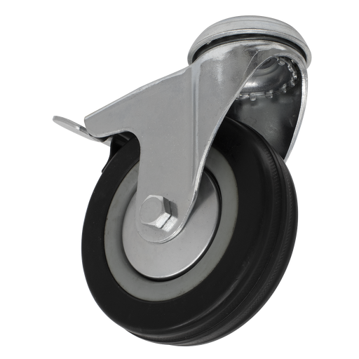 Sealey - Castor Wheel Bolt Hole Swivel with Brake Ø100mm Consumables Sealey - Sparks Warehouse