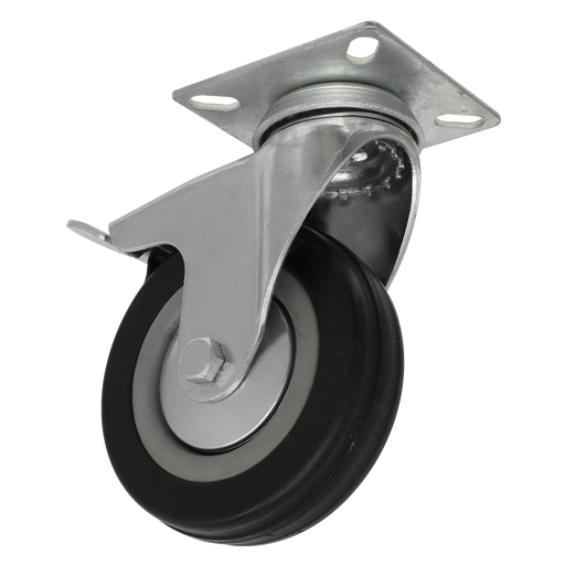 Sealey - Castor Wheel Swivel Plate with Brake Ø100mm Consumables Sealey - Sparks Warehouse