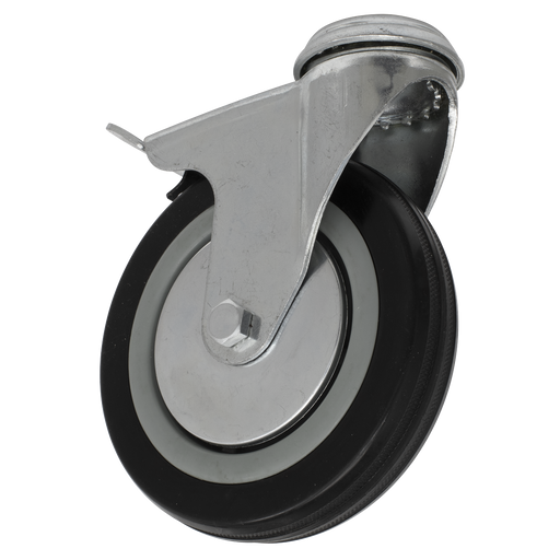 Sealey - Castor Wheel Bolt Hole Swivel with Brake Ø125mm Consumables Sealey - Sparks Warehouse