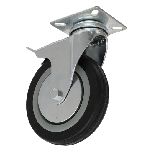 Sealey - Castor Wheel Swivel Plate with Brake Ø125mm Consumables Sealey - Sparks Warehouse