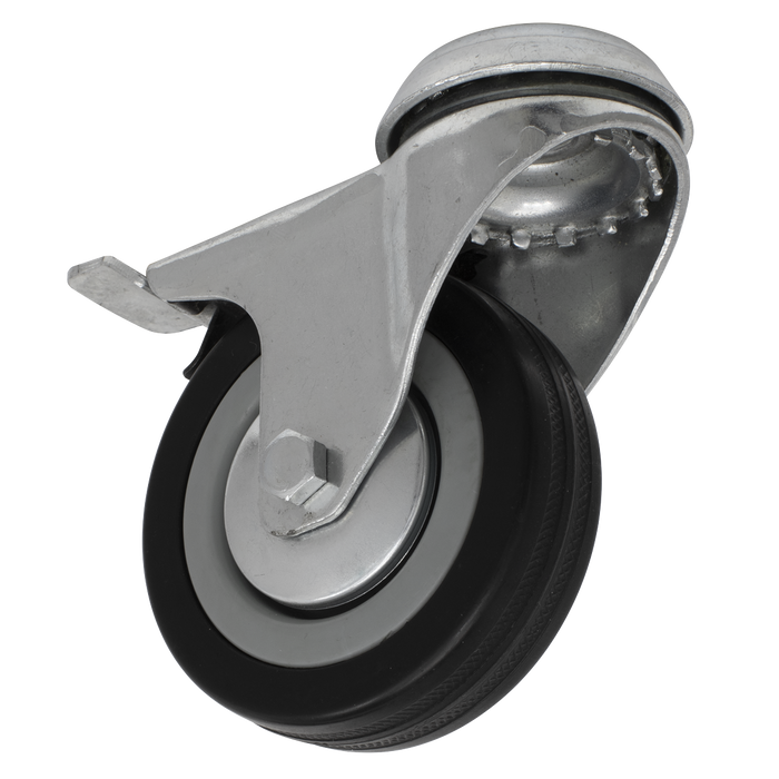 Sealey - Castor Wheel Bolt Hole Swivel with Brake Ø75mm Consumables Sealey - Sparks Warehouse