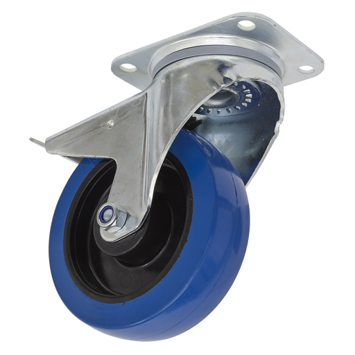 Sealey - SCW3160SPL Castor Wheel Swivel Plate with Total Lock Ø160mm Consumables Sealey - Sparks Warehouse