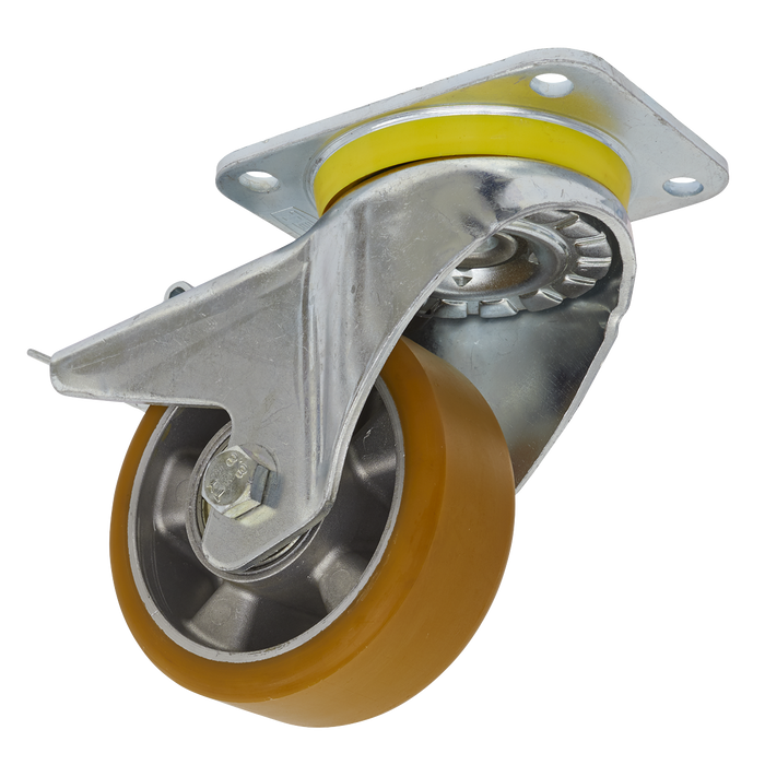 Sealey - SCW5125SPL Castor Wheel Swivel Plate with Total Lock Ø125mm Consumables Sealey - Sparks Warehouse