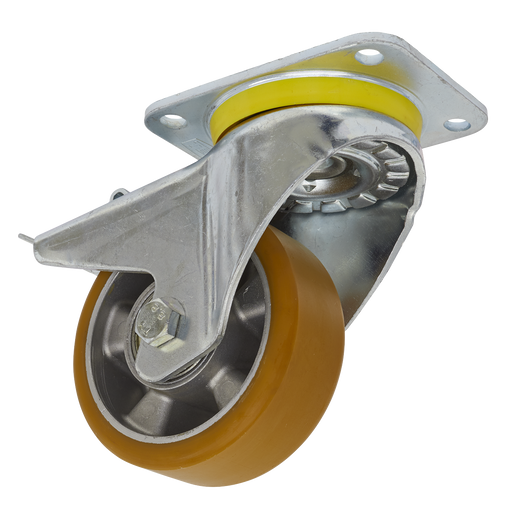 Sealey - SCW5125SPL Castor Wheel Swivel Plate with Total Lock Ø125mm Consumables Sealey - Sparks Warehouse