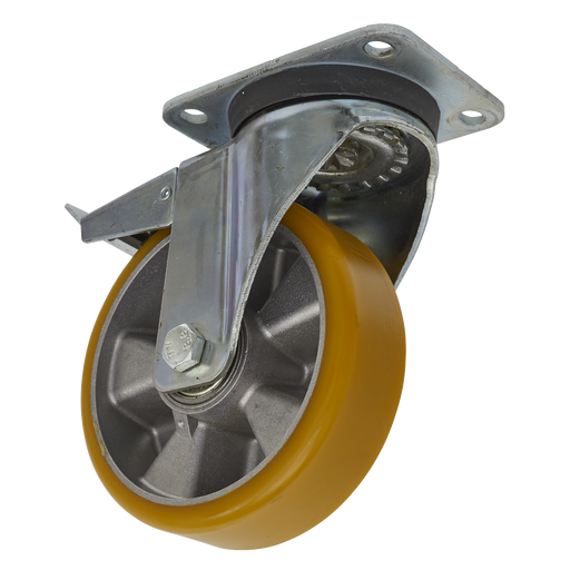 Sealey - SCW5160SPL Castor Wheel Swivel Plate with Total Lock Ø160mm Consumables Sealey - Sparks Warehouse