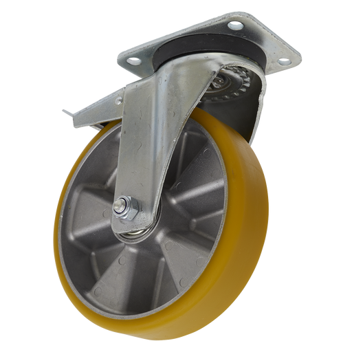 Sealey - SCW5200SPL Castor Wheel Swivel Plate with Total Lock Ø200mm Consumables Sealey - Sparks Warehouse
