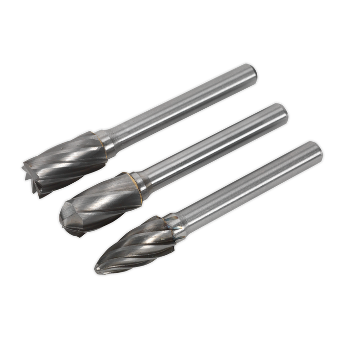 Sealey - SDBCK3 Tungsten Carbide Rotary Burr Set 3pc Ripper/Coarse Consumables Sealey - Sparks Warehouse